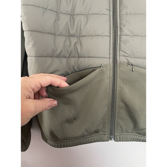 Avalanche Hoodie Zip Athletic Jacket Quilted Super Stretch Hiking Khaki Green M - Picture 2 of 5